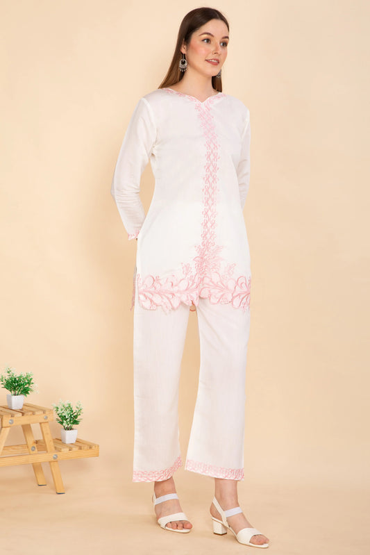 Ethnic Wear Online - embroidered kurta sets, ivory ethnic fashion, silk blend outfits