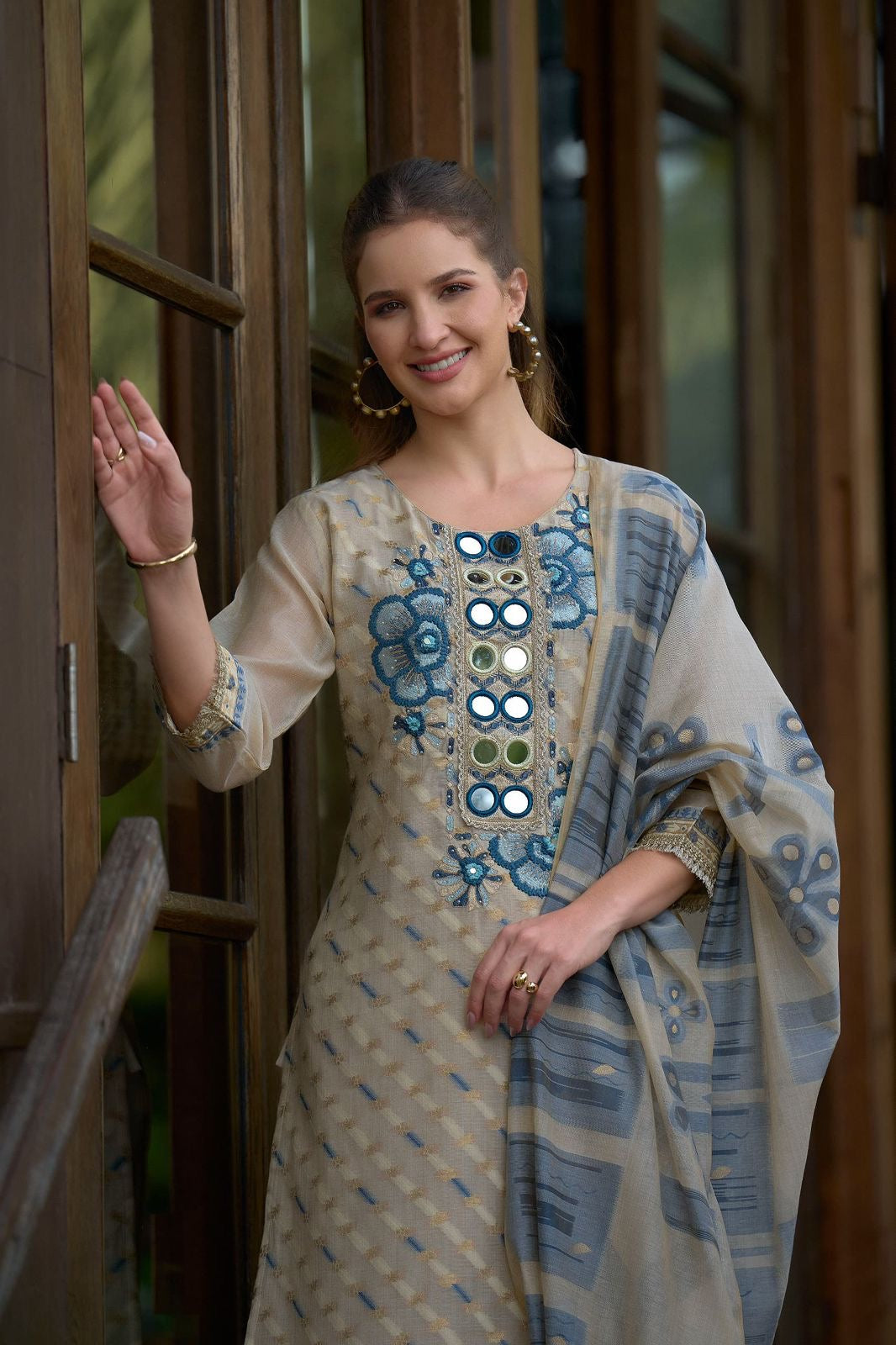 Chanderi Silk Suit Set for Women with Embroidery