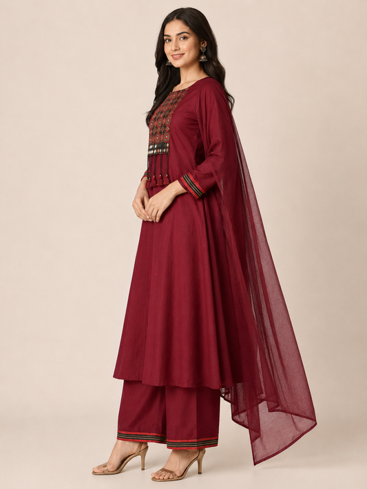 Wine Grace A-Line Suit Set