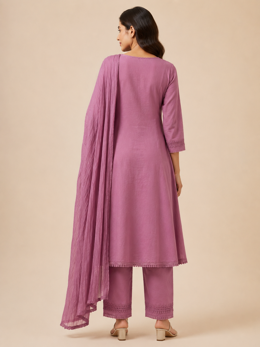 Dusty Rose Embroidered Ethnic Suit Set