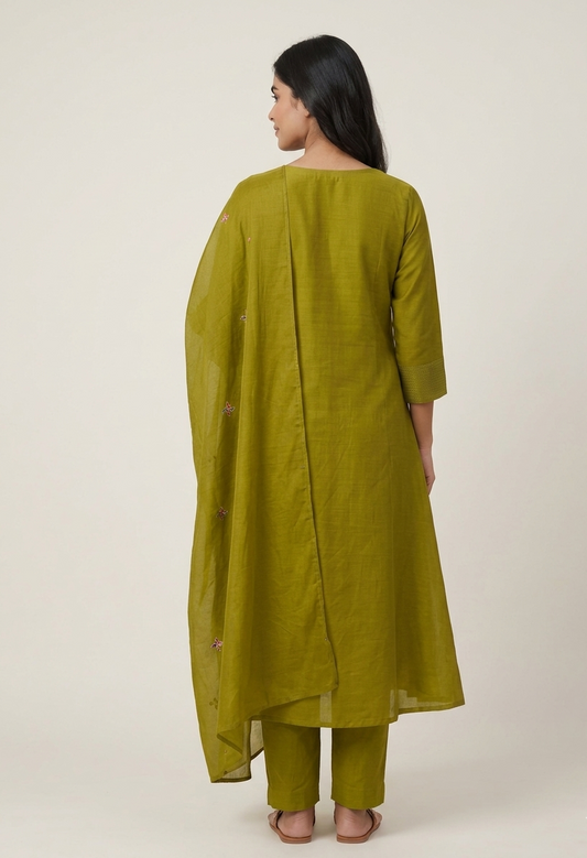 Olive Green A-Line Suit Set