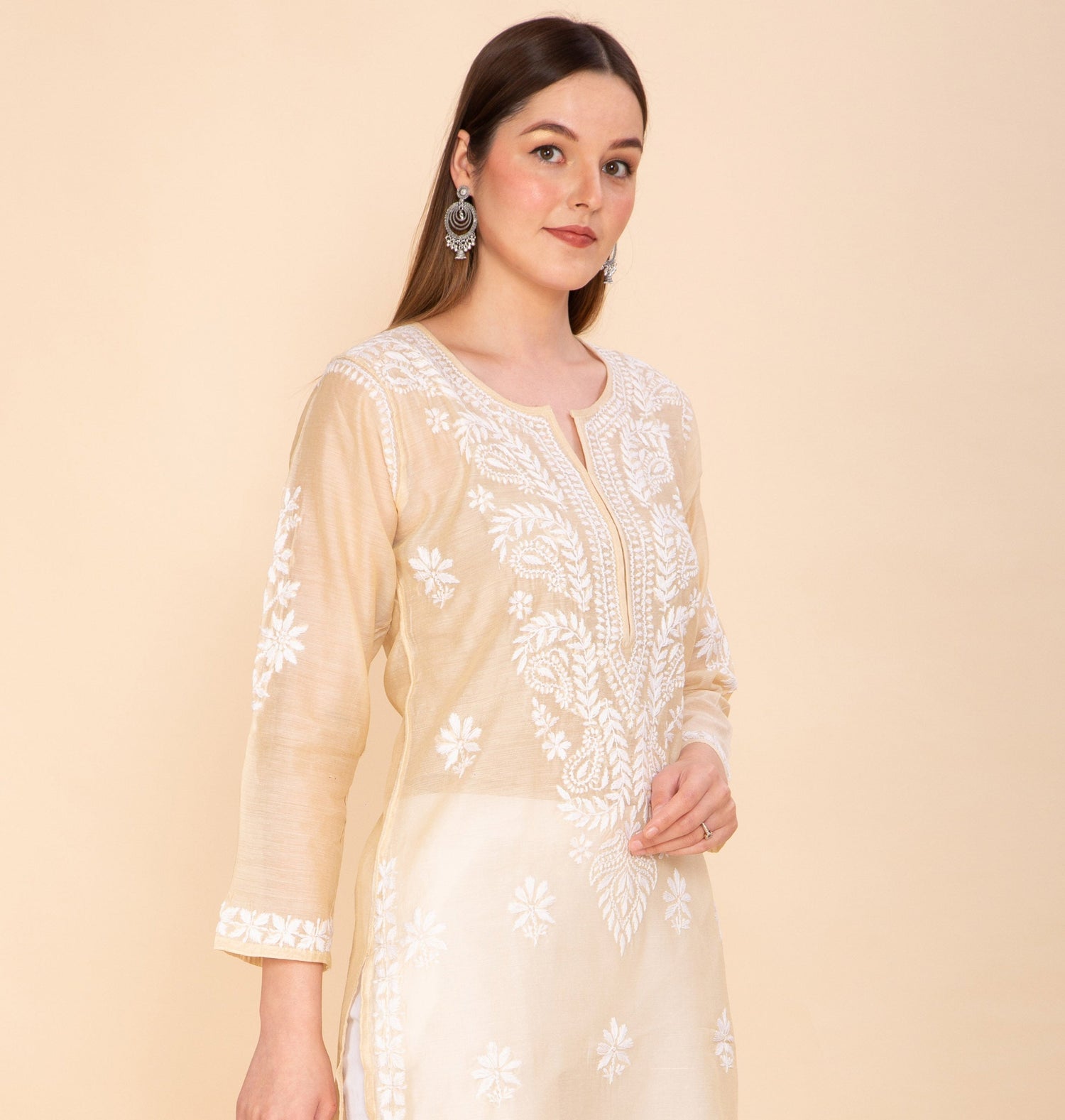 PREMIUM CHANDERI CHIKANKARI KURTA - silk blend kurta, navy blue ethnic wear, soft fabric kurtas