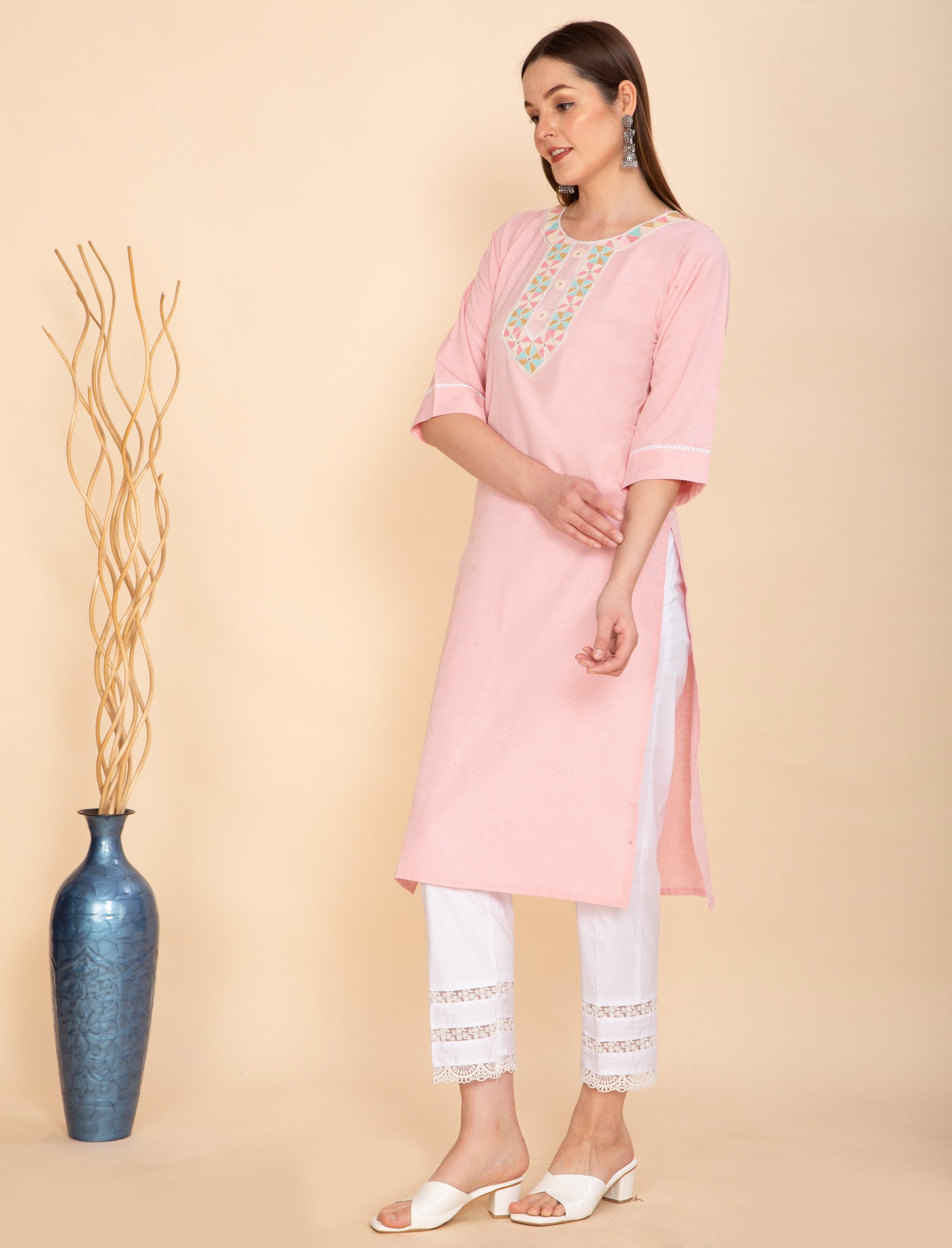 BLOSSOM PINK COTTON KURTA NAMOSTRI