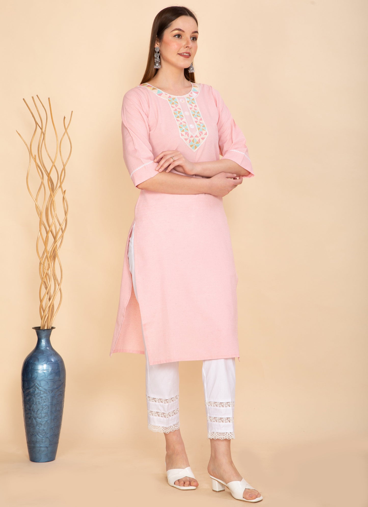 BLOSSOM PINK COTTON KURTA NAMOSTRI