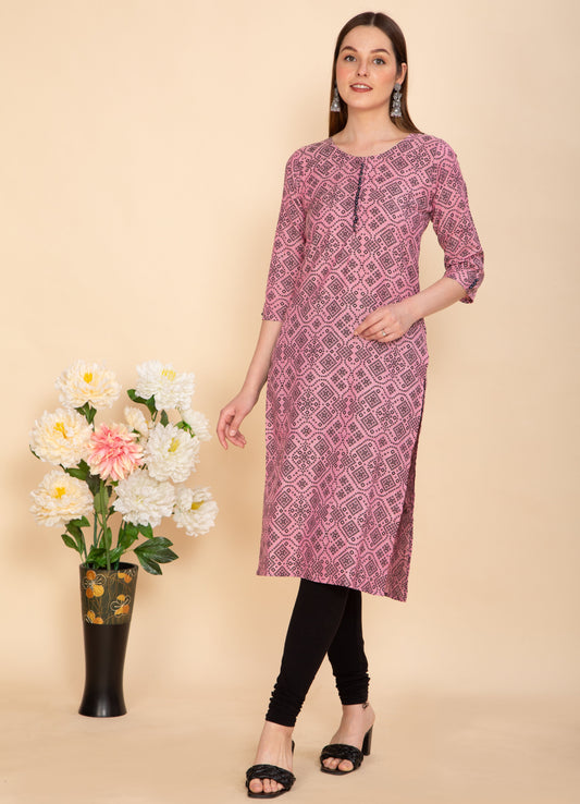 MAUVE PINK PRINTED KURTA NAMOSTRI