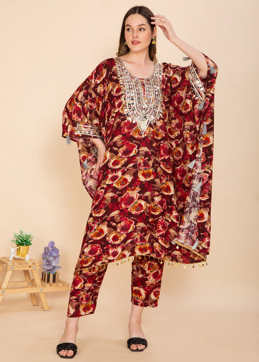MAROON MEADOW KAFTAN SET NAMOSTRI