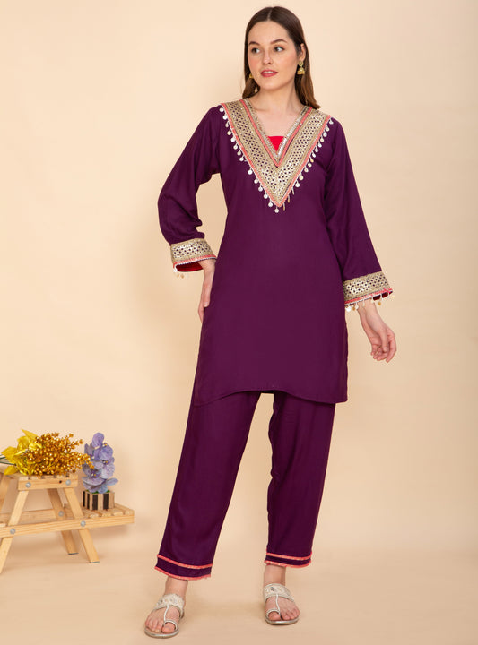 PLUM MIRROR WORK CO-ORD SET NAMOSTRI