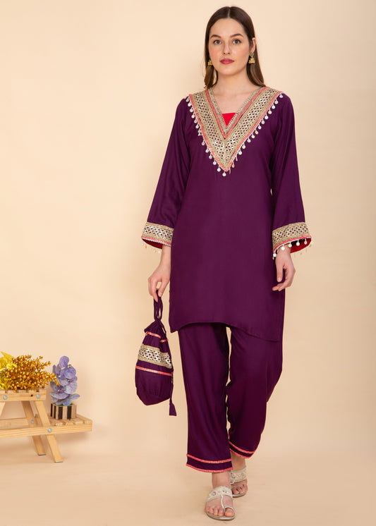 PLUM MIRROR WORK CO-ORD SET NAMOSTRI