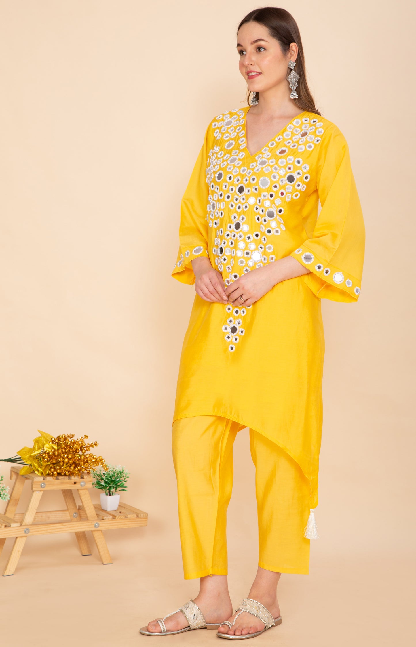 MUSTARD SUNSHINE MIRROR WORK CO-ORD SET
