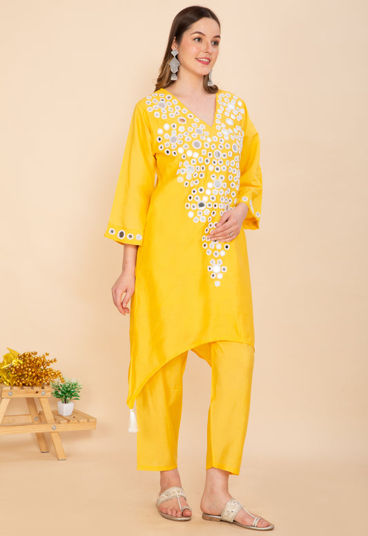 MUSTARD SUNSHINE MIRROR WORK CO-ORD SET