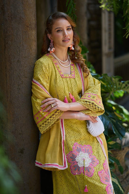 Sunlit Petal Schiffli Cotton Suit