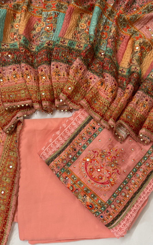 Blush Mirage Georgette Embroidered Unstitched Suit Set Namostri