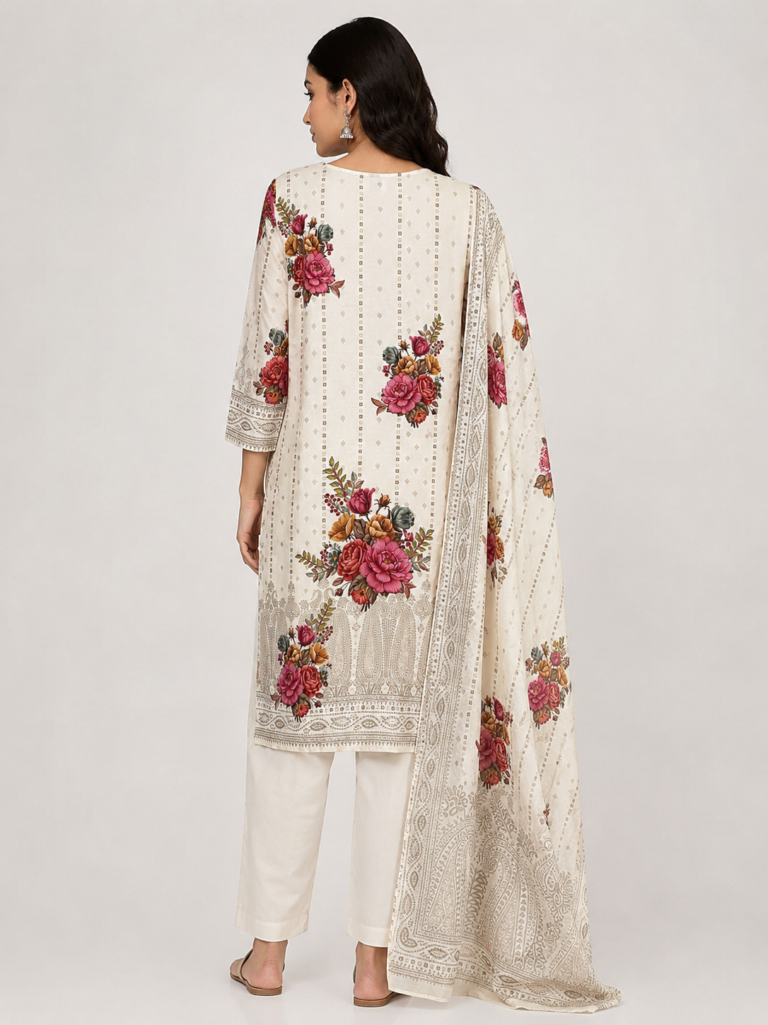 Ivory Rose Printed Suit Set