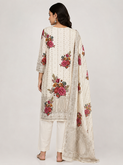 Ivory Rose Printed Suit Set