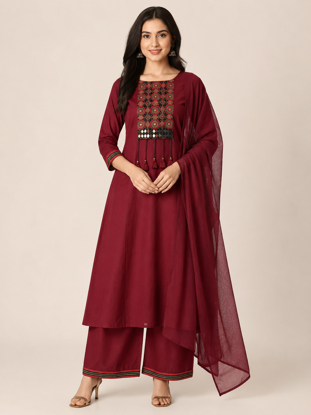 Wine Grace A-Line Suit Set