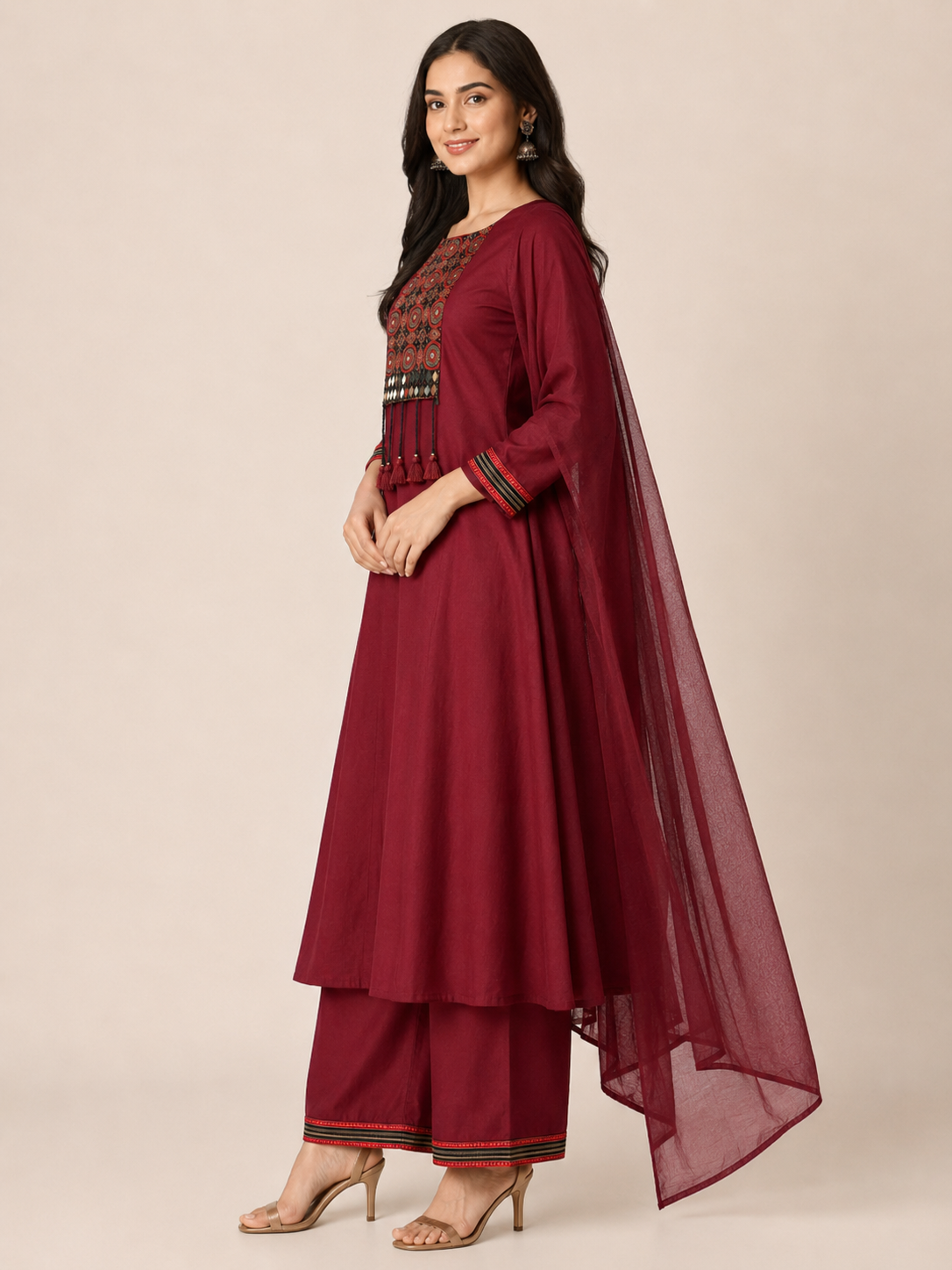 Wine Grace A-Line Suit Set