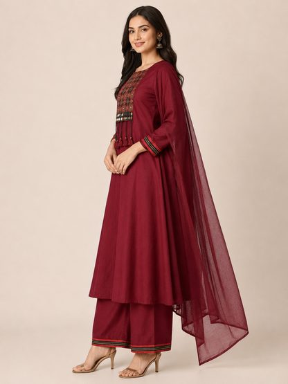 Wine Grace A-Line Suit Set