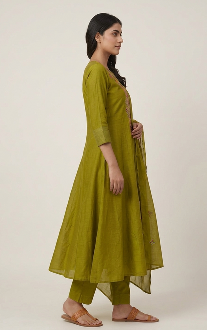 Olive Green A-Line Suit Set