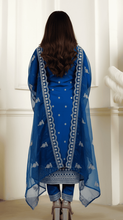 Royal Blue Embroidered Suit Set