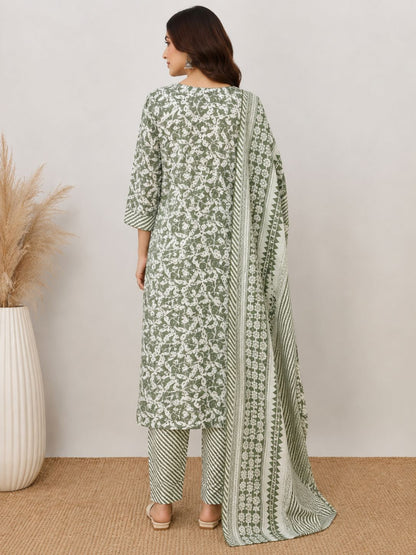 Sage Green Printed Suit Set