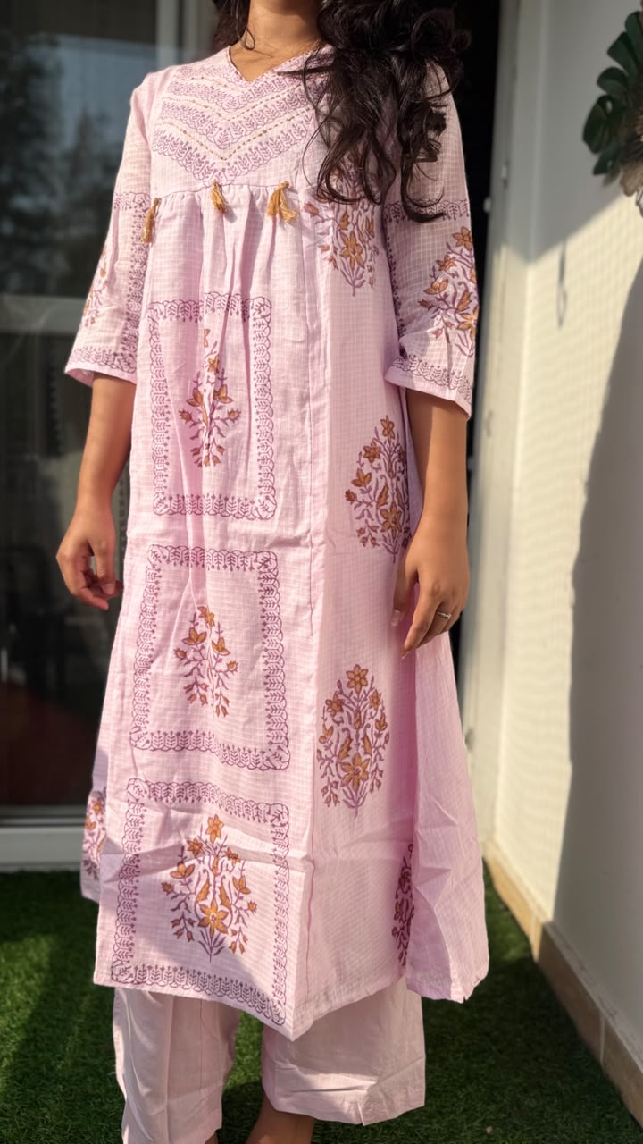 Blush Bloom Two-Piece Flared A Line Set
