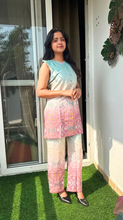 Pastel Ombre Medallion Print 3-Piece Co-ord Set