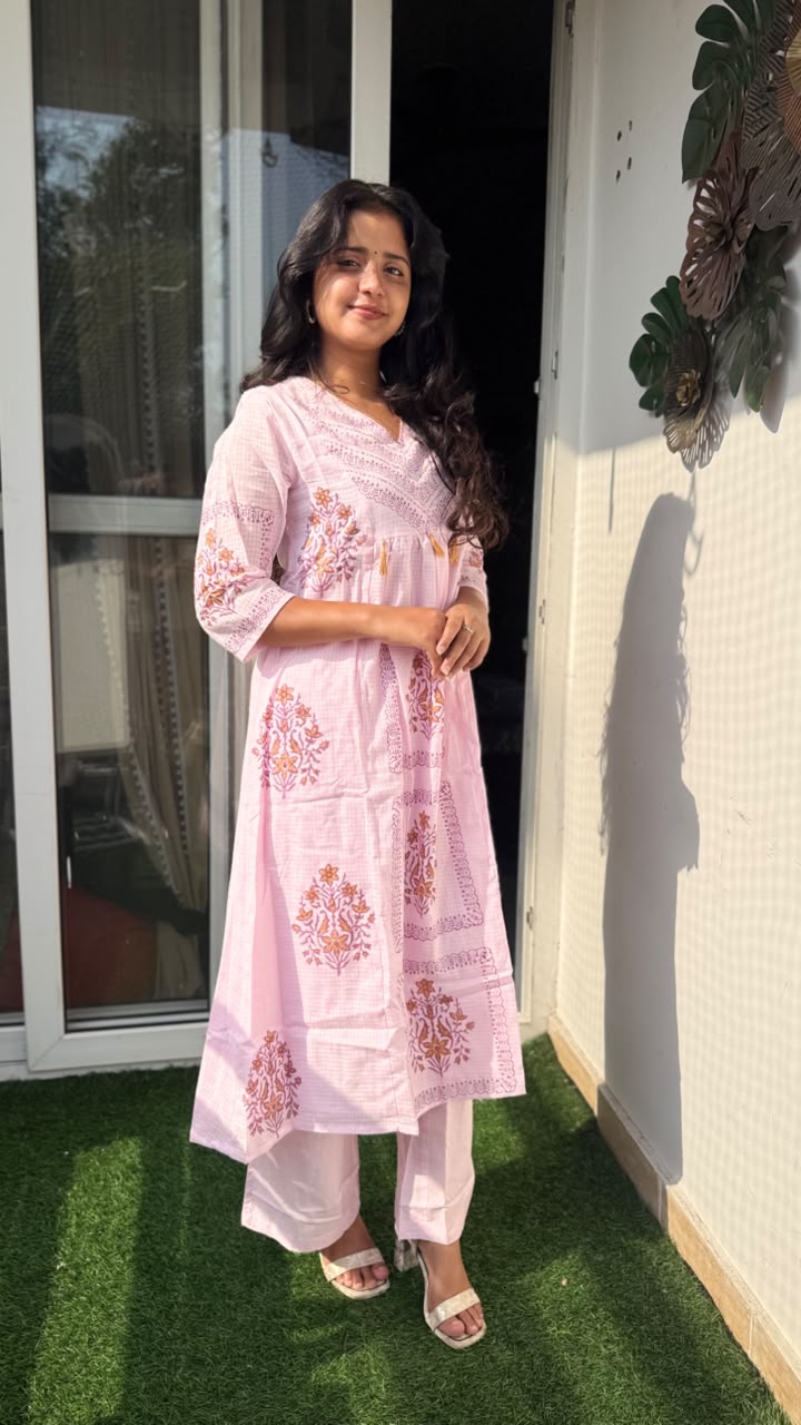 Blush Bloom Two-Piece Flared A Line Set