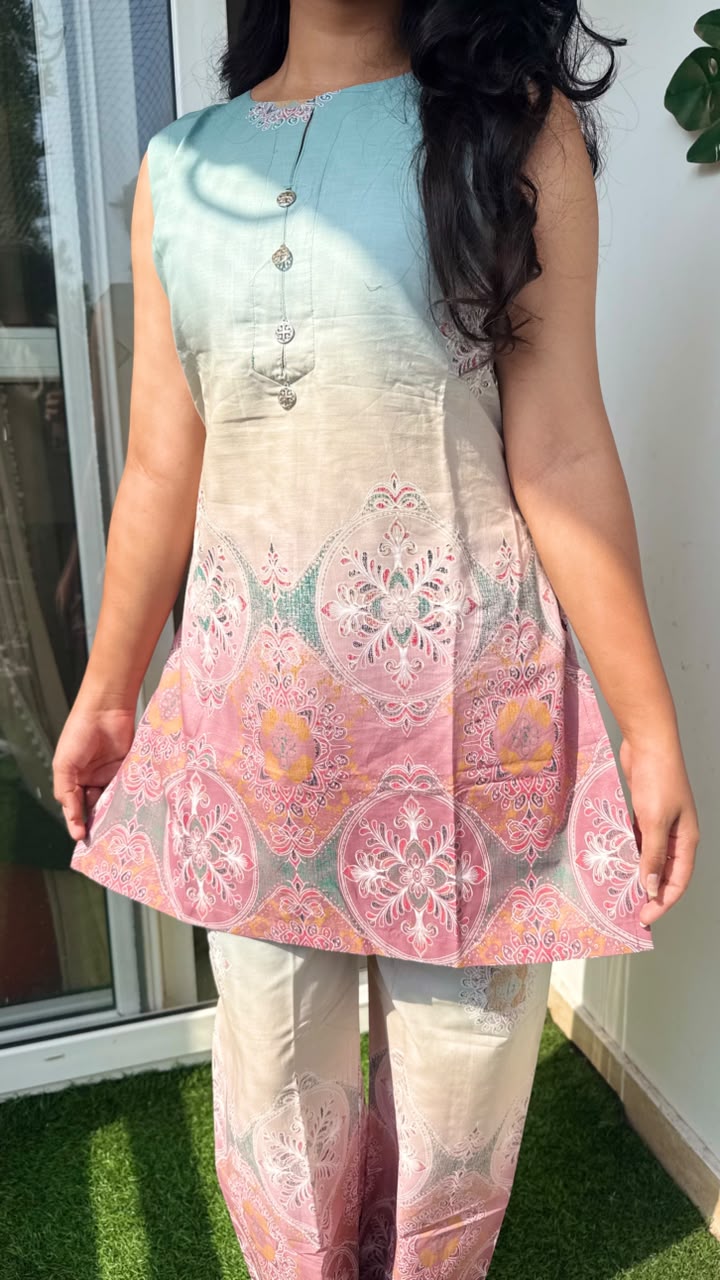 Pastel Ombre Medallion Print 3-Piece Co-ord Set