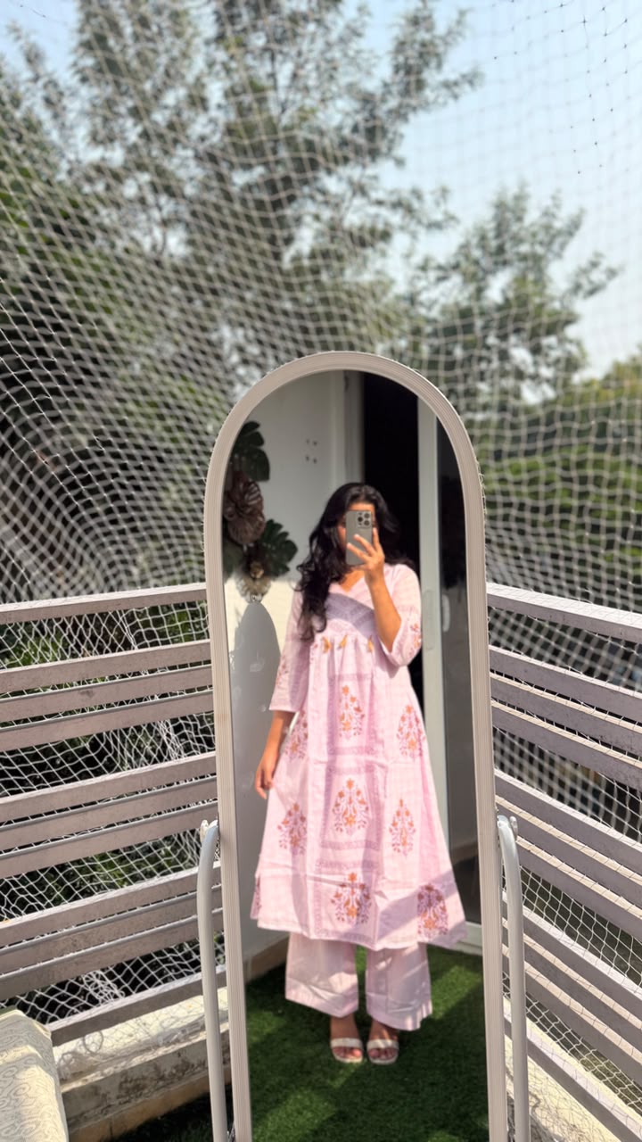 Blush Bloom Two-Piece Flared A Line Set