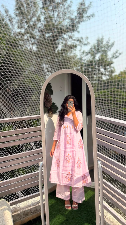 Blush Bloom Two-Piece Flared A Line Set