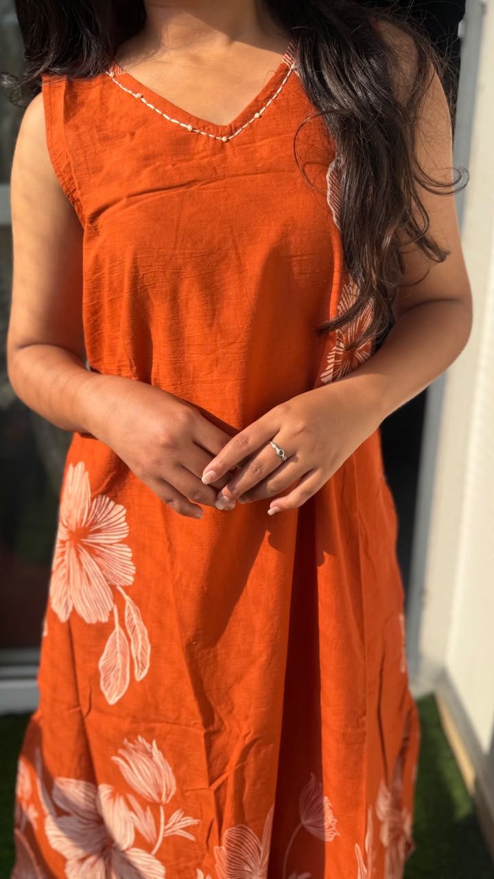 Rust Floral A-Line Pallazo Suit Set