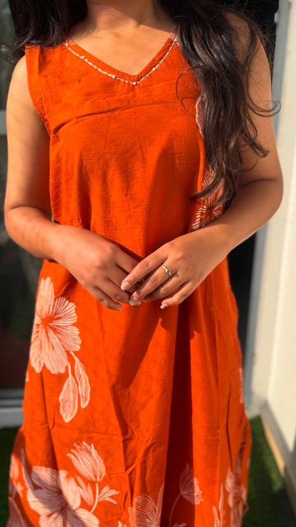 Rust Floral A-Line Pallazo Suit Set
