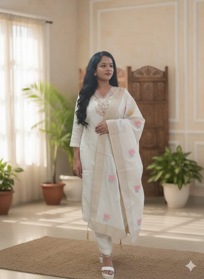 Ivory Dola Silk Suit Set