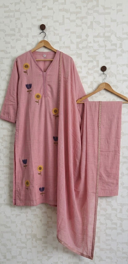 Pink Hand Embroidered Suit Set