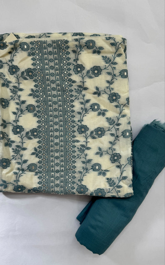 Powder Blue Muslin Weaving Unstitched Suit Set Namostri