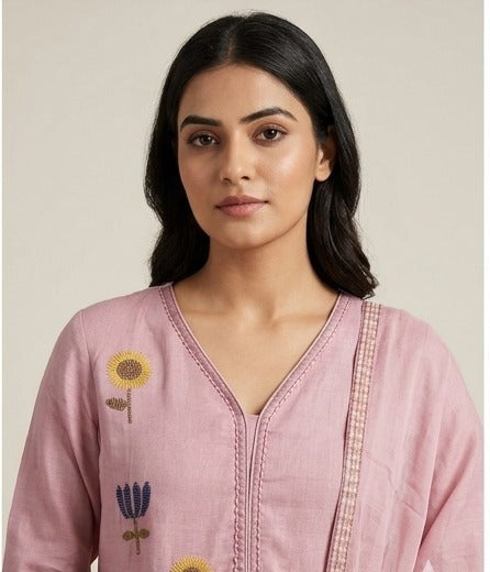 Pink Hand Embroidered Suit Set